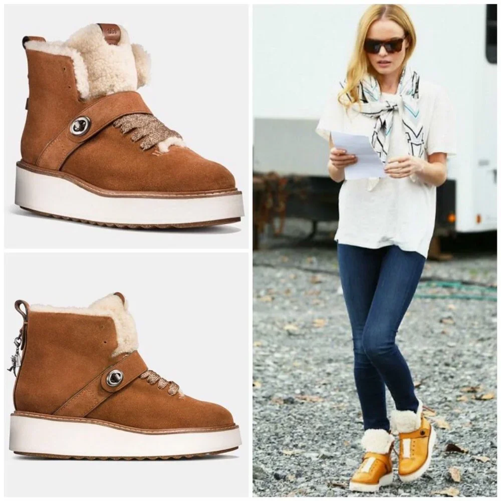 NWOB Coach Urban Hiker Suede Ankle Shearling Cold Weather Boots